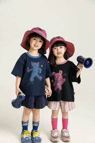 Girls Small Animal Graphic T-Shirt – Soft Cotton Blend Short Sleeve Top