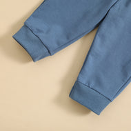 Boys' Solid Color Suit Round Neck Sweater Trousers