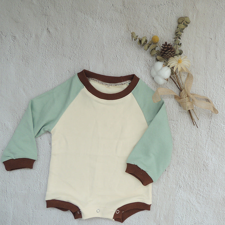 Contrasting Color Raglan Small Sweater Triangle Climbing Jumpsuit - MomiDream