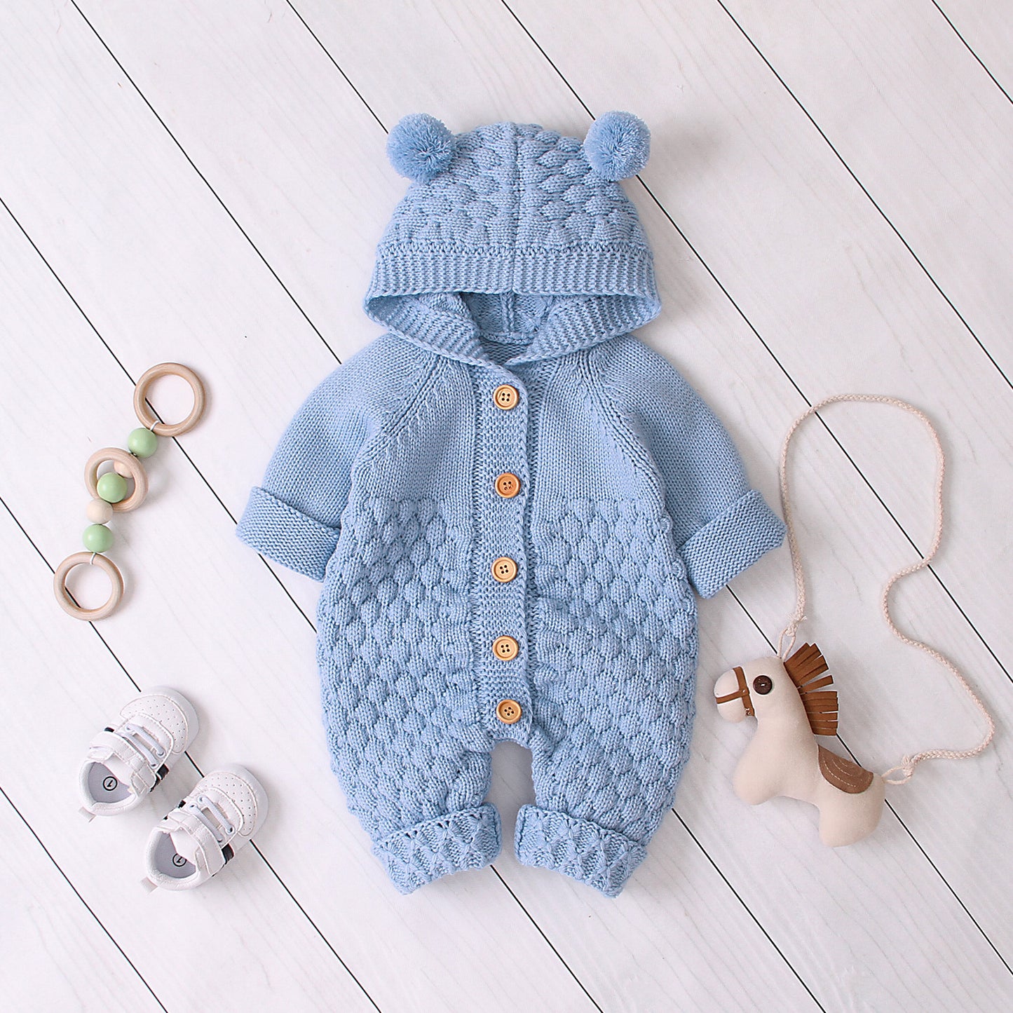 Hooded knitted jumpsuit - MomiDream