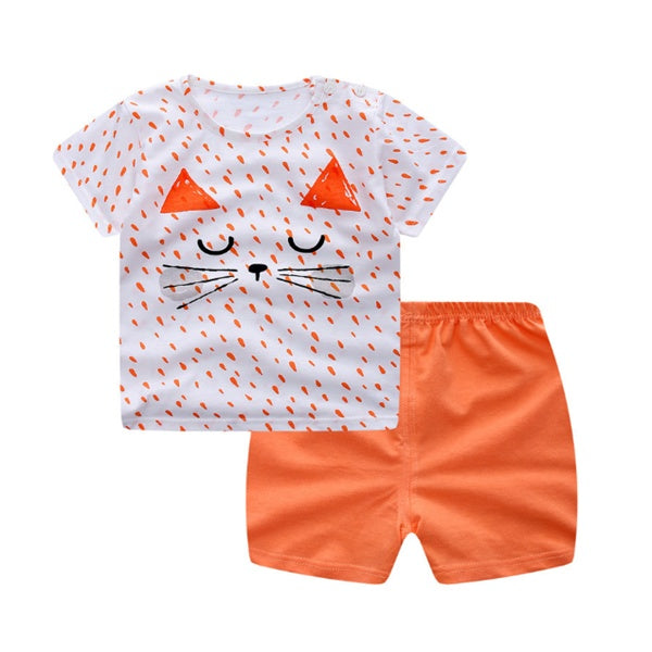Cartoon Clothing Baby Boy Summer Clothes T-shirt Baby Girl Casual Clothing Sets - MomiDream