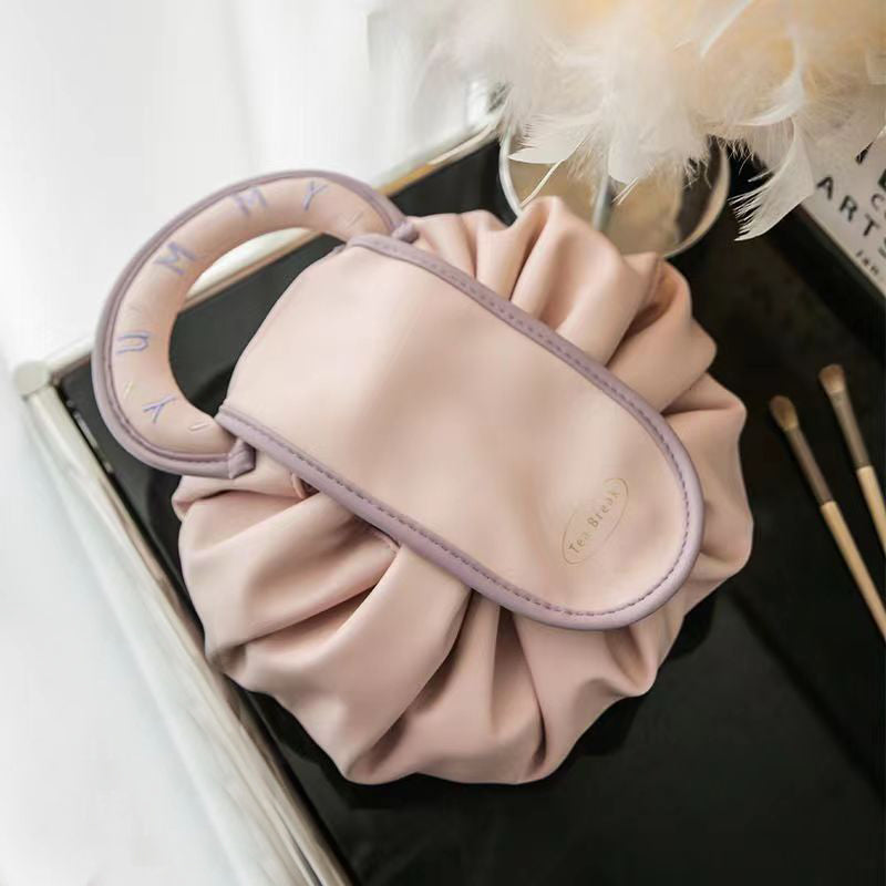 Portable Drawstring Cosmetic Bag With Handle Design Large Capacity Waterproof Make Up Handbags Storage Toiletry Bags - MomiDream