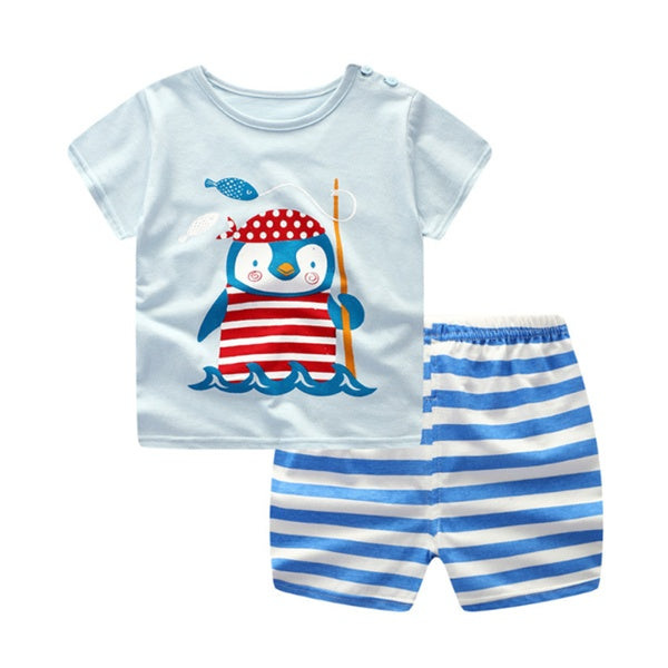 Cartoon Clothing Baby Boy Summer Clothes T-shirt Baby Girl Casual Clothing Sets - MomiDream