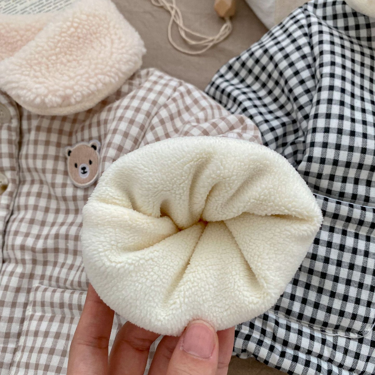 Baby Winter Coat Men's And Women's Korean-style Plaid Bear Quilted To Keep Warm Cotton-padded Jacket Thickened Children's Cotton Clothes - MomiDream