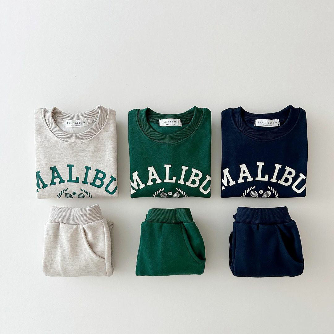 Two-piece Set Of Printed Letter Sweatshirt And Leggings - MomiDream