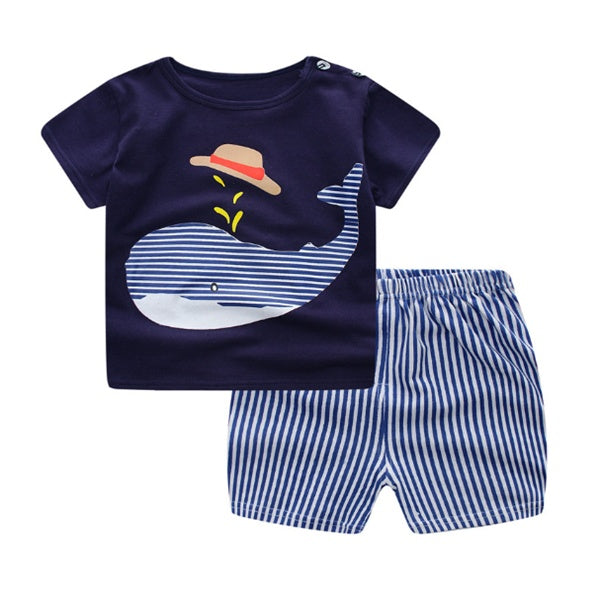Cartoon Clothing Baby Boy Summer Clothes T-shirt Baby Girl Casual Clothing Sets - MomiDream