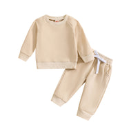 Boys' Solid Color Suit Round Neck Sweater Trousers