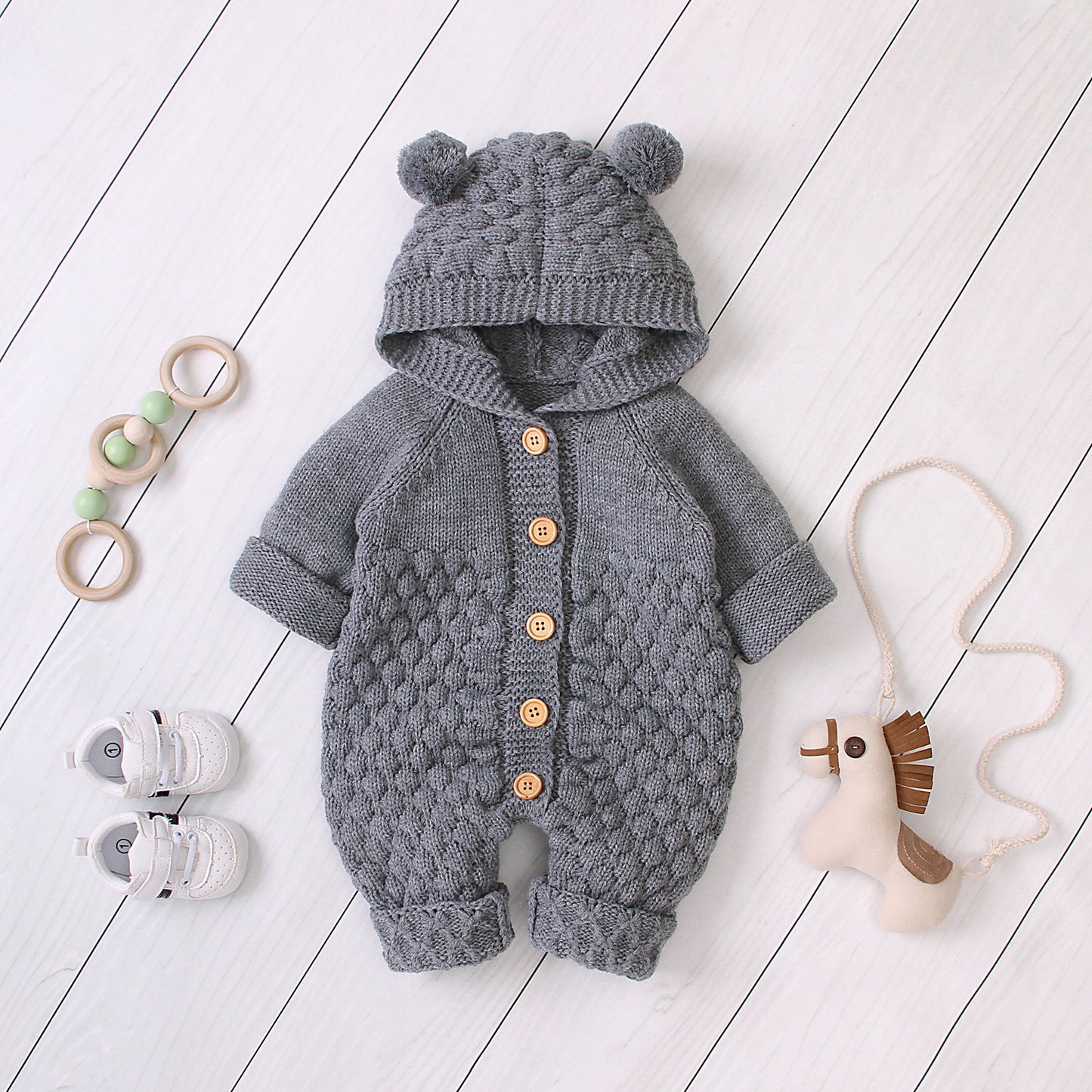 Hooded knitted jumpsuit - MomiDream