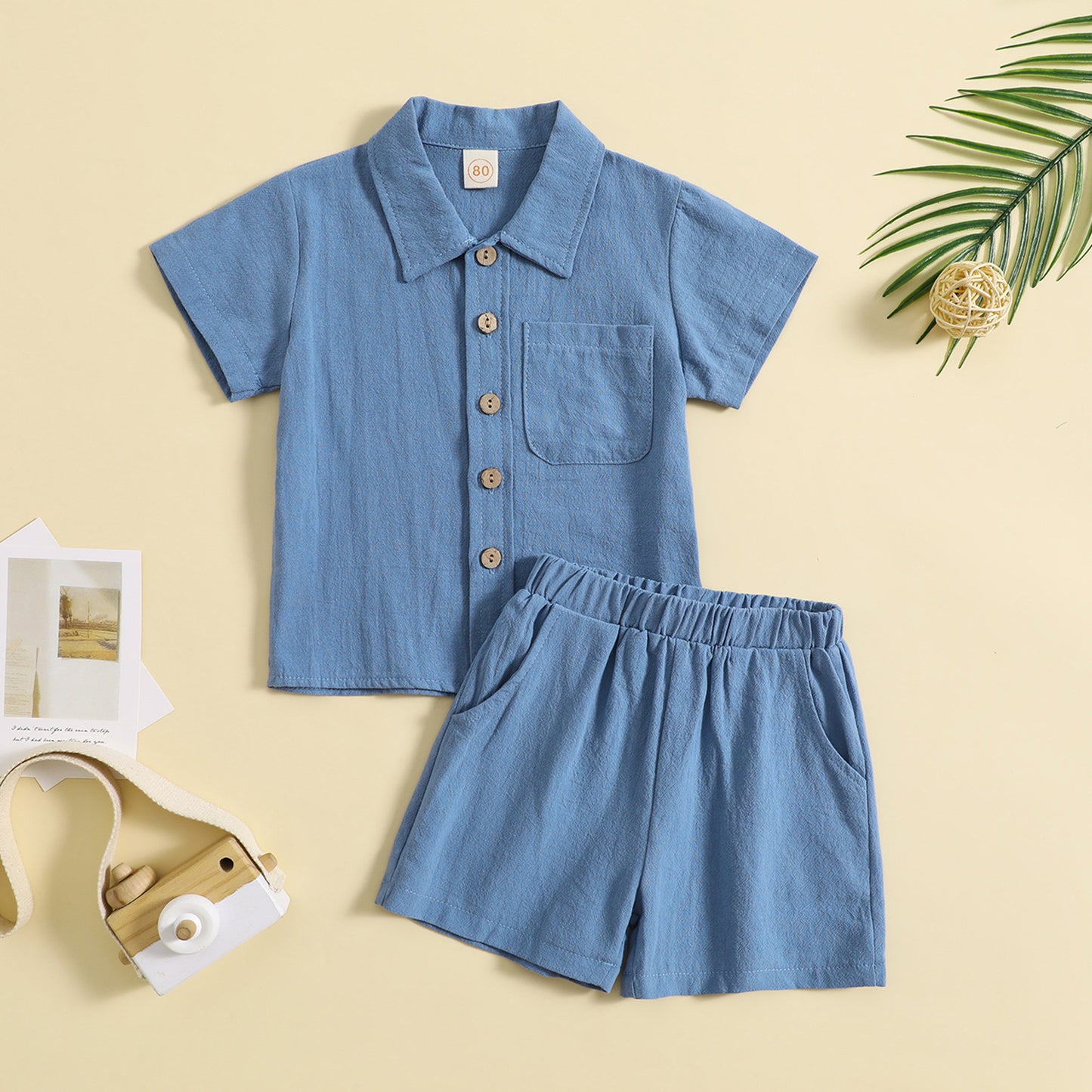 Summer Cotton And Linen Casual Style Short Sleeve Lapel Polo Shirt Two-piece Suit - MomiDream