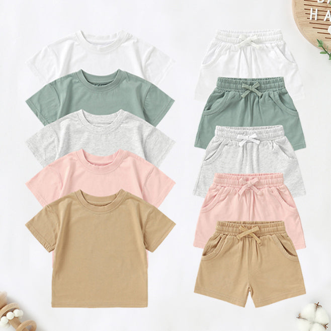 Children's Short Sleeve Baby Organic Cotton Shorts Suit - MomiDream