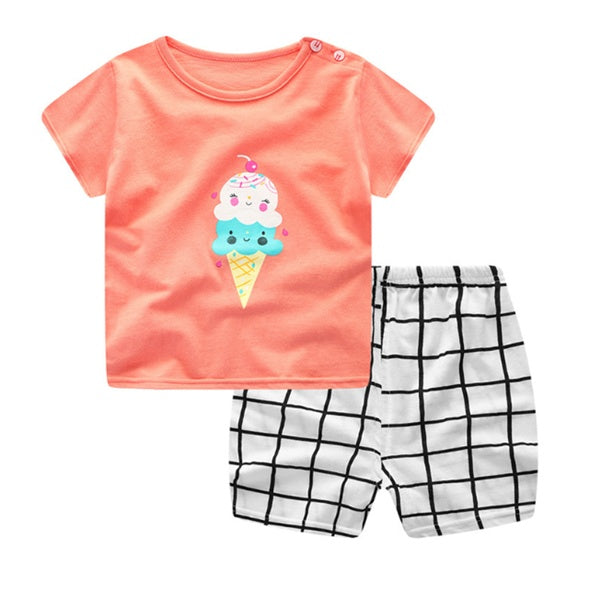 Cartoon Clothing Baby Boy Summer Clothes T-shirt Baby Girl Casual Clothing Sets - MomiDream