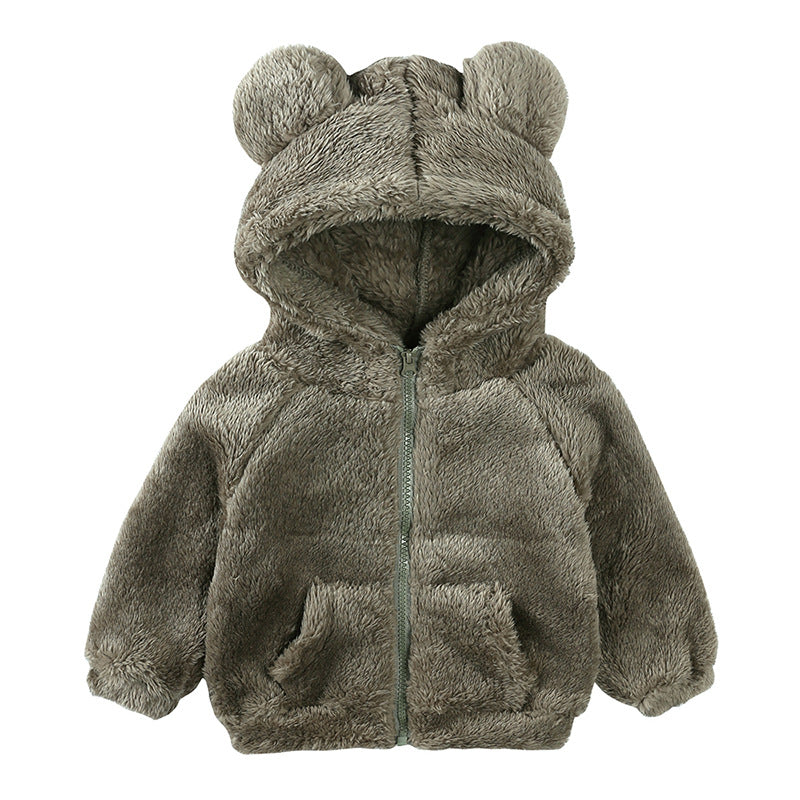 Children Berber Fleece Coat Children's Clothing Cartoon Bear Boy Thickened - MomiDream