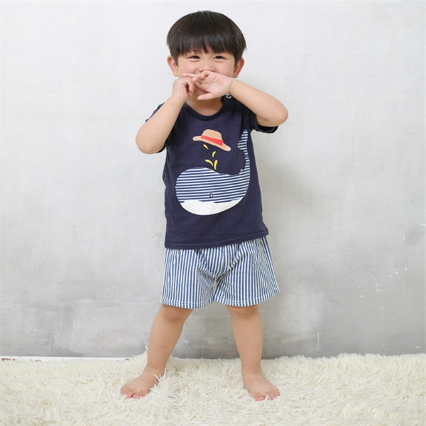 Cartoon Clothing Baby Boy Summer Clothes T-shirt Baby Girl Casual Clothing Sets - MomiDream