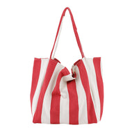 Striped Canvas Bags High Capacity Shoulder Bags For Women Fashion Shopper Handbags Casual Shopping Totes