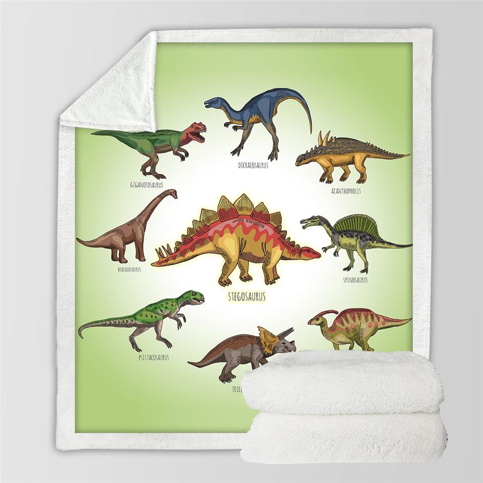 Kids Children Dinosaur Fluffy Soft Cotton Blanket Jurassic Cartoon Boys Girl Throw Blankets For Beds Home Textile Bedding Outlet - MomiDream