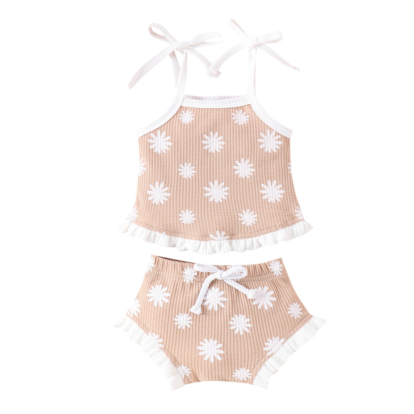 Waffle Two-piece Set Baby Triangle Shorts Suit - MomiDream