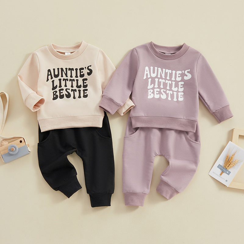 Children's Letter Printed Long-sleeved Trousers Two-piece Set - MomiDream