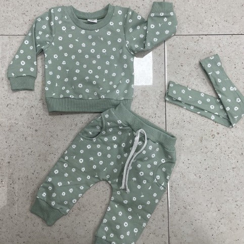 New Floral Floral Print Long Sleeve Pullover Suit - MomiDream