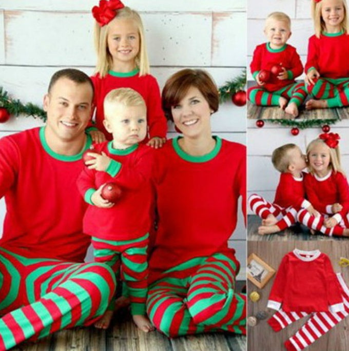 Family striped christmas pajamas - MomiDream