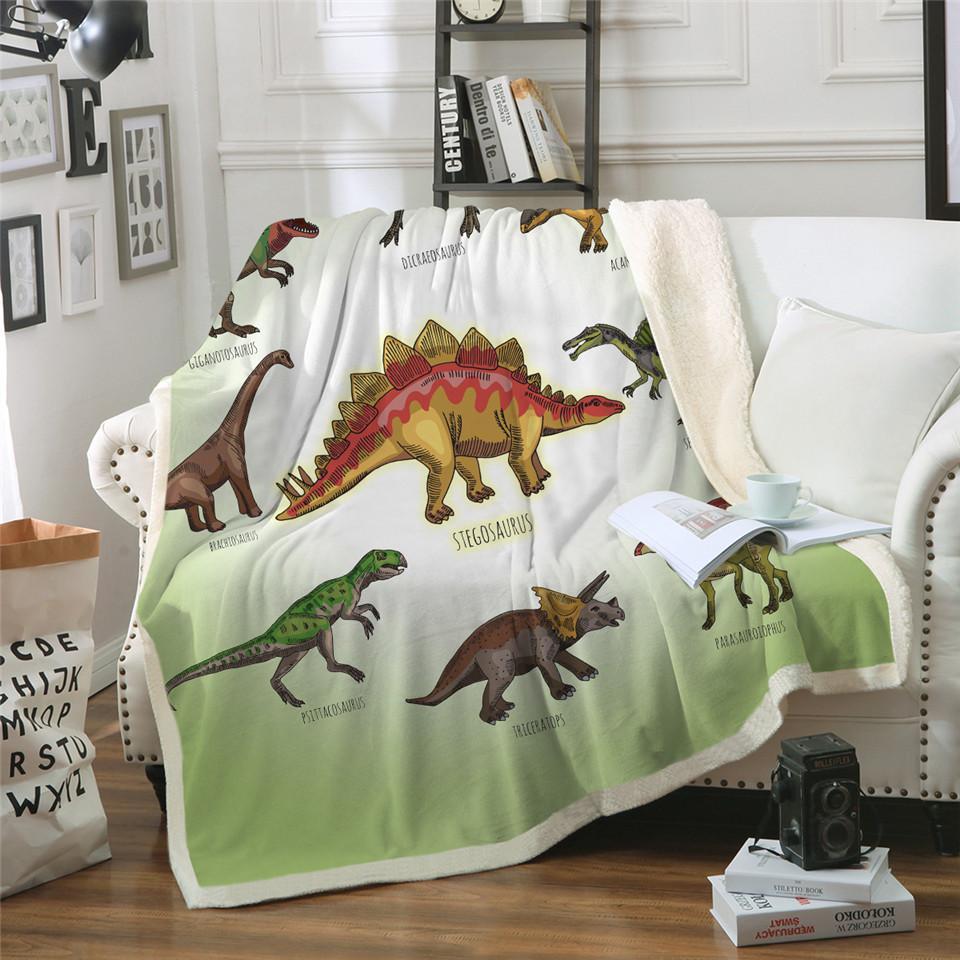 Kids Children Dinosaur Fluffy Soft Cotton Blanket Jurassic Cartoon Boys Girl Throw Blankets For Beds Home Textile Bedding Outlet - MomiDream