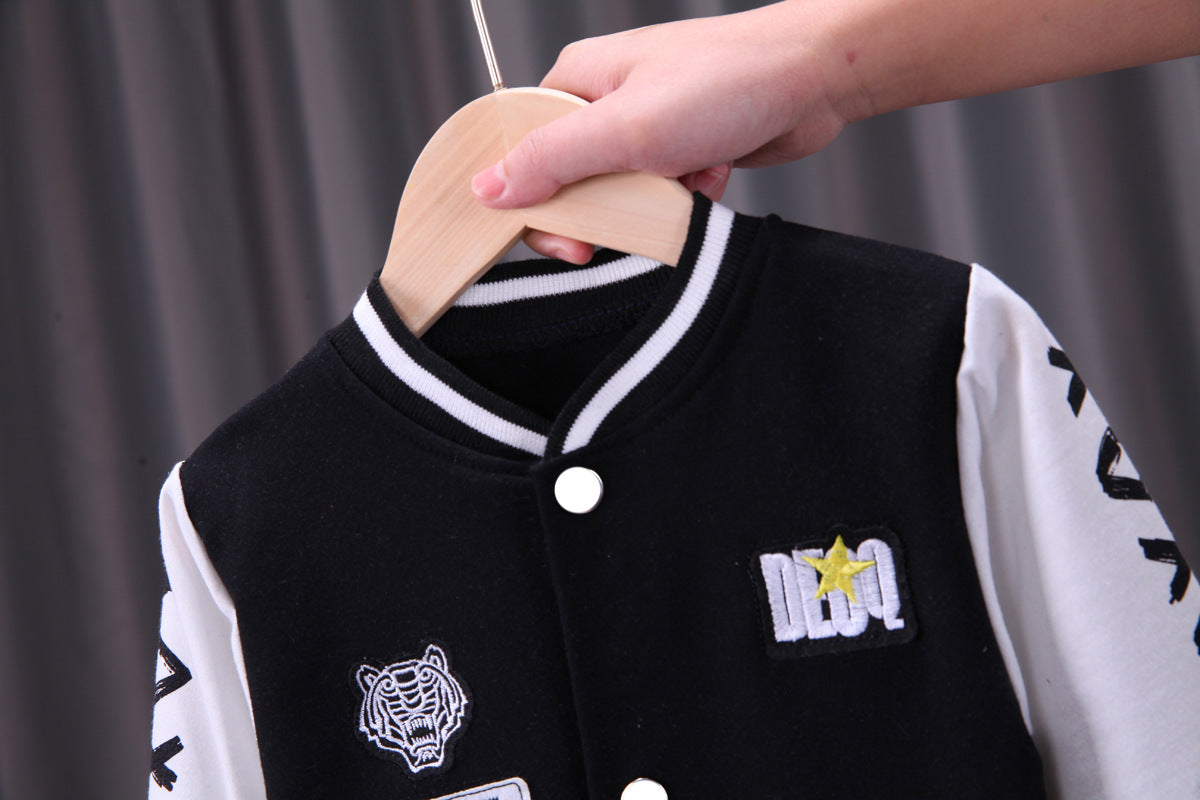 Boys Baseball Jacket Korean Two-piece Set - MomiDream
