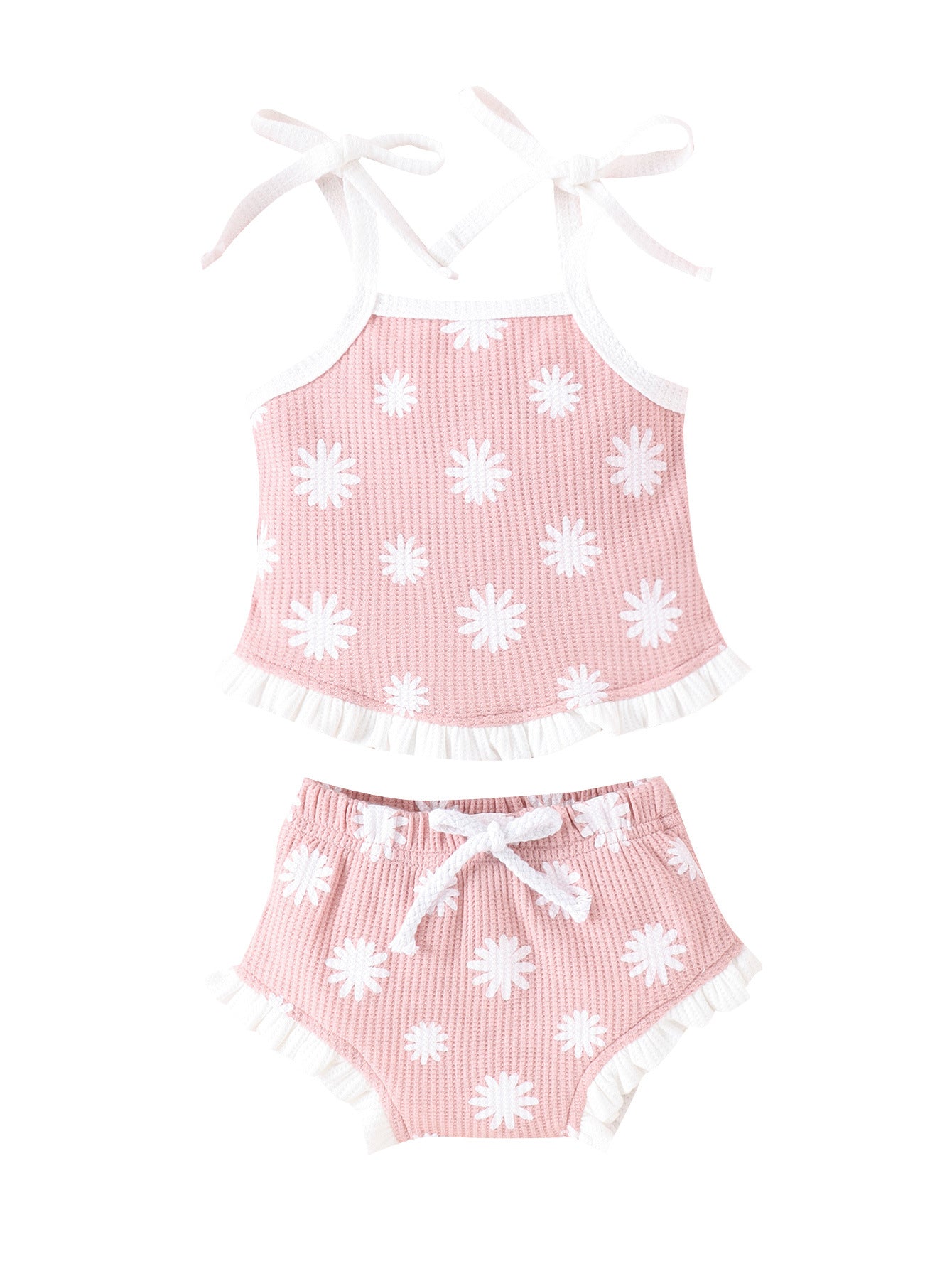 Waffle Two-piece Set Baby Triangle Shorts Suit - MomiDream