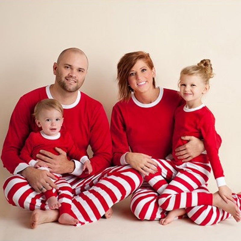 Family striped christmas pajamas - MomiDream