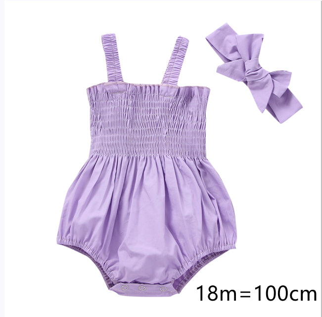 Infant Baby Girls 2Pcs Summer Outfits, Sleeveless Frill Smoc