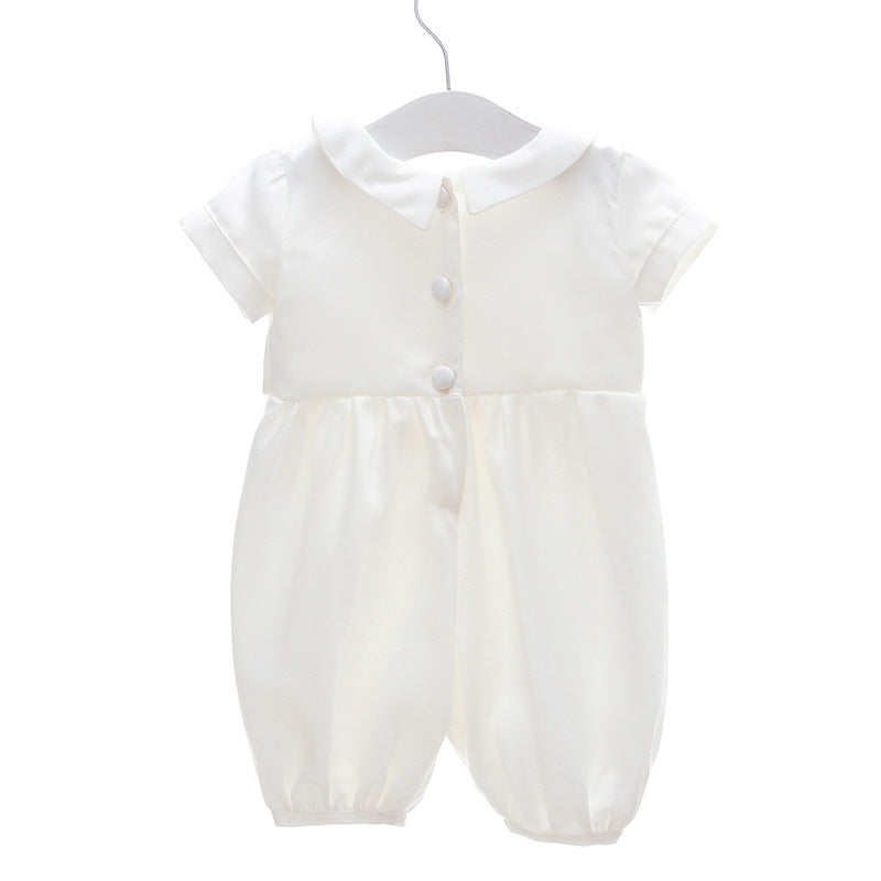 Boy's White Full Moon Full Year Wine Suit With Hat Dress Two-piece Set - MomiDream