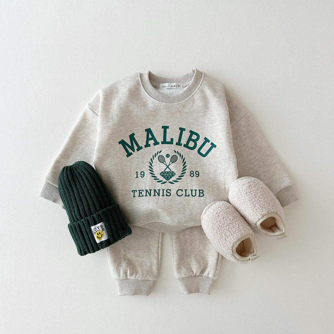 Two-piece Set Of Printed Letter Sweatshirt And Leggings - MomiDream