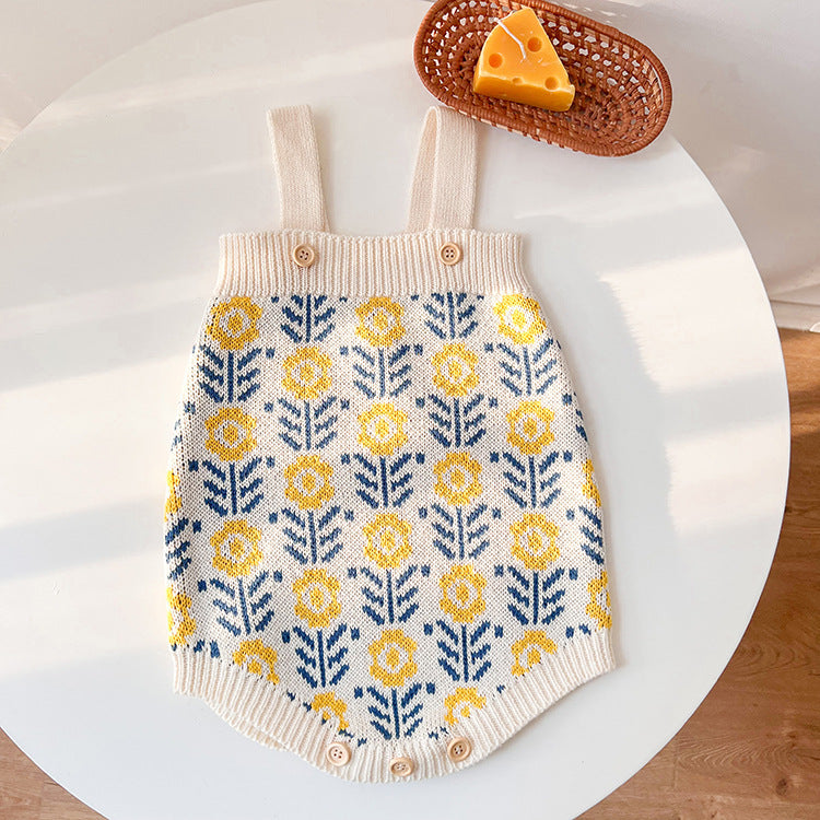 Infant Children's Sweater Pull Flower Knitted Cardigan Romper - MomiDream