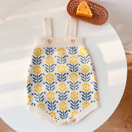 Infant Children's Sweater Pull Flower Knitted Cardigan Romper