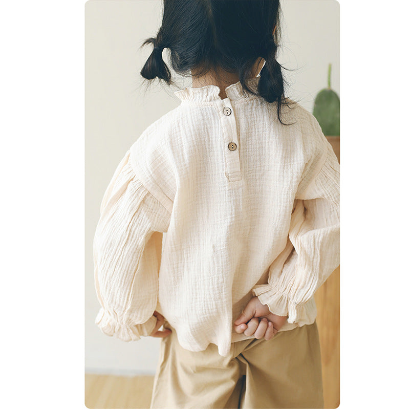 Spring New Children's Japan And South Korea Magnanimous Cotton Crinkle Tops - MomiDream