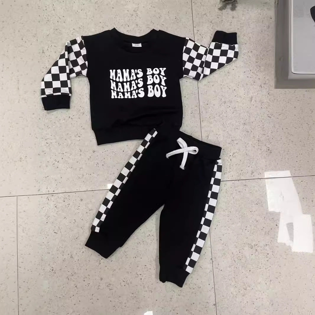 Children Plaid Printed Long-sleeve Sweater Set - MomiDream