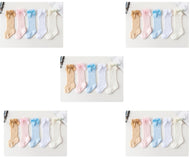 Baby Infants Kids Toddlers Girls Boys Knee High Socks Tights Leg Warmer Ribbon Bow Solid Cotton Stretch Cute Lovely