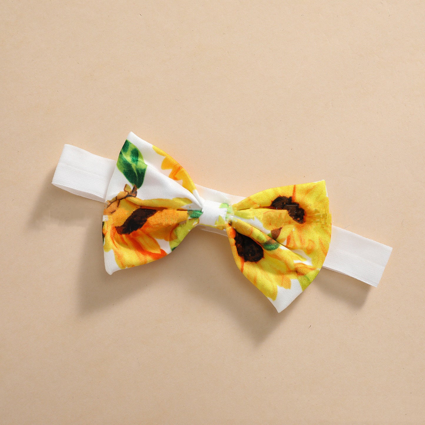 Girls' Sunken Stripe Rompers Jumpsuit Flower Flared Pants Hair Band Three-piece Set - MomiDream