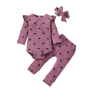 Baby Girl Love Printed Bow Hat Clothes