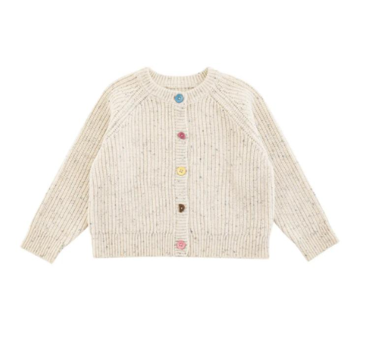 MomiDream Girls Cardigan Sweater Soft Knit Button Jacket Beige Color