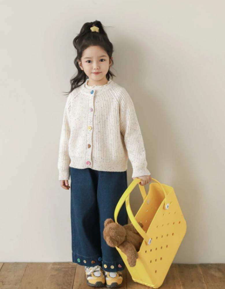 MomiDream Girls Cardigan Sweater Soft Knit Button Jacket Beige Color