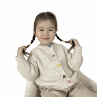 MomiDream Girls Cardigan Sweater Soft Knit Button Jacket Beige Color