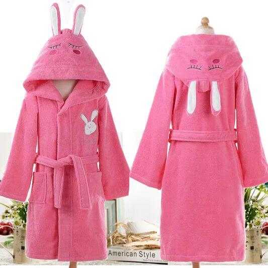 Kids Bunny Ear Fleece Bathrobe – Soft Cozy Hooded Robe for Boys Girls