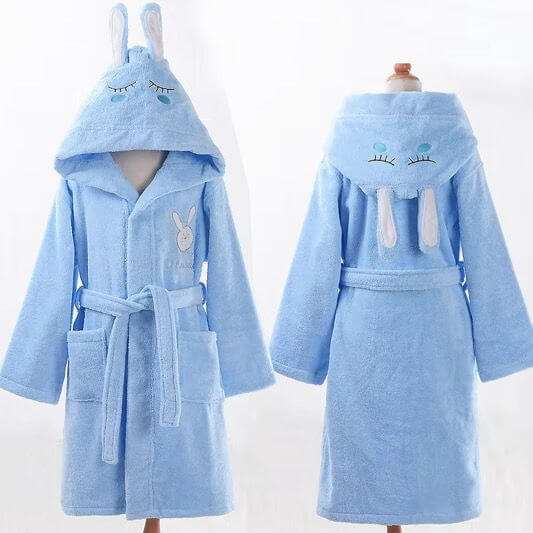Kids Bunny Ear Fleece Bathrobe – Soft Cozy Hooded Robe for Boys Girls