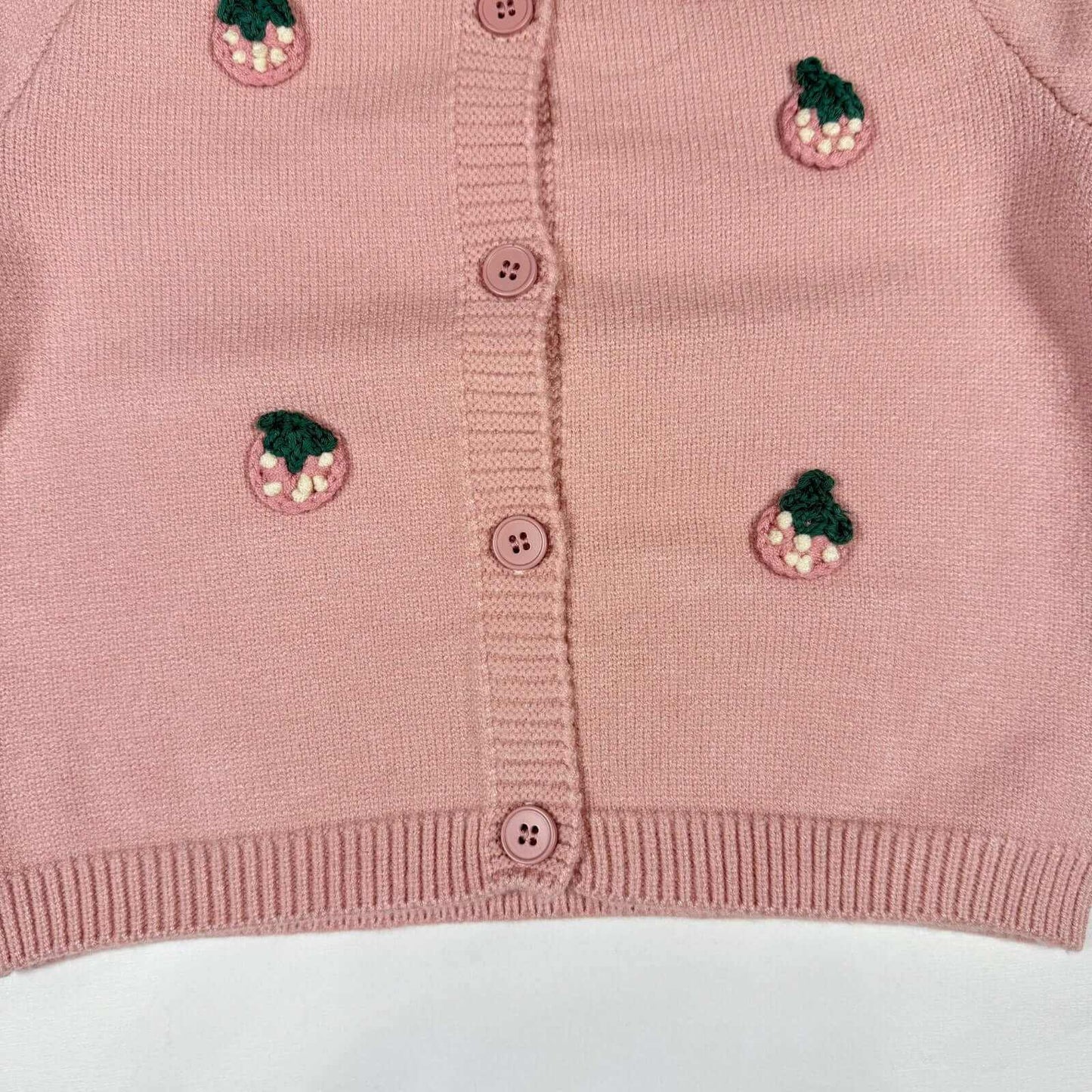 MomiDream Girls Strawberry Cardigan – Soft Knit Button Sweater for Toddlers