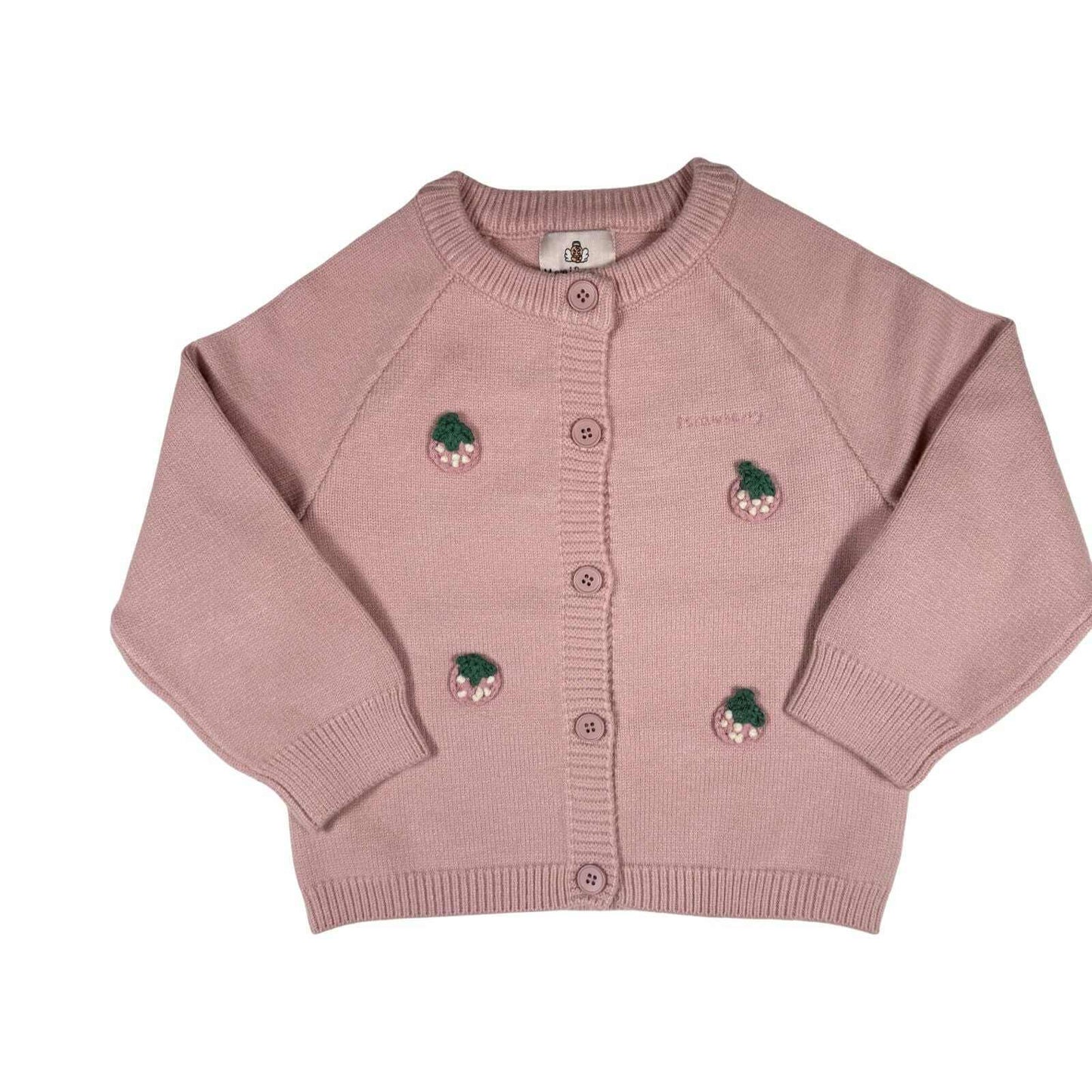 MomiDream Girls Strawberry Cardigan – Soft Knit Button Sweater for Toddlers