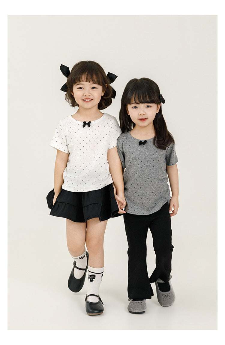  Girls Bow Detail Spotted T-Shirt – Soft Lyocell Short Sleeve Top Girls Bow Detail Spotted T-Shirt – Soft Lyocell Short Sleeve Top