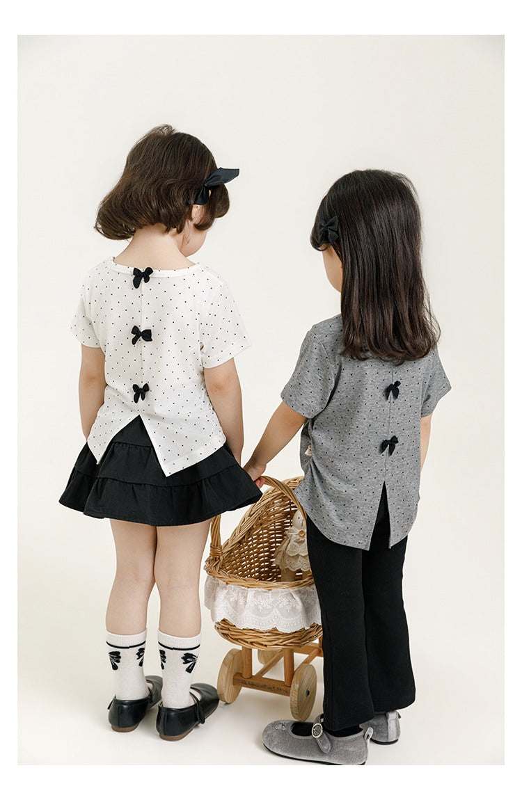  Girls Bow Detail Spotted T-Shirt – Soft Lyocell Short Sleeve Top Girls Bow Detail Spotted T-Shirt – Soft Lyocell Short Sleeve Top