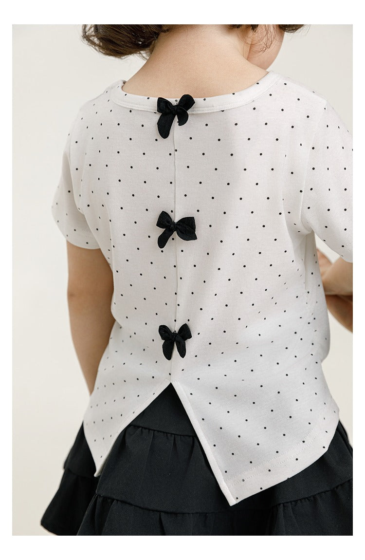  Girls Bow Detail Spotted T-Shirt – Soft Lyocell Short Sleeve Top Girls Bow Detail Spotted T-Shirt – Soft Lyocell Short Sleeve Top