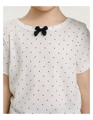 Girls Bow Detail Spotted T-Shirt – Soft Lyocell Short Sleeve Top