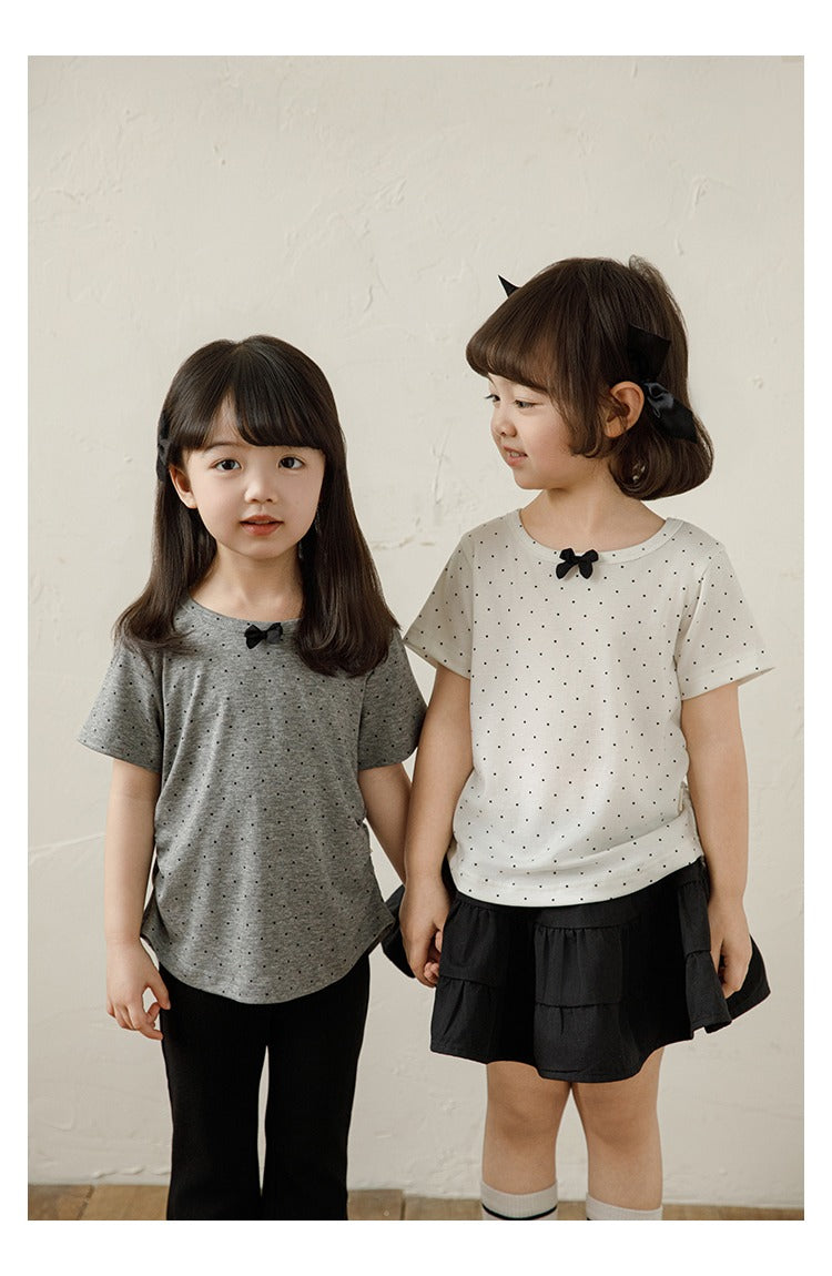  Girls Bow Detail Spotted T-Shirt – Soft Lyocell Short Sleeve Top Girls Bow Detail Spotted T-Shirt – Soft Lyocell Short Sleeve Top