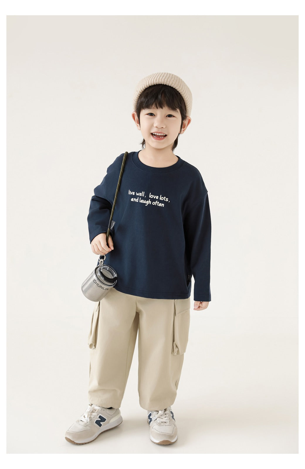 Kids Long Sleeve T-Shirt – Minimal Quote Print Pure Cotton
